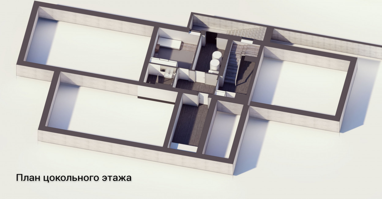 3-D план цокольного этажа тип 5.1